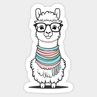 Fashion Llama with Scarf and Glasses Sticker